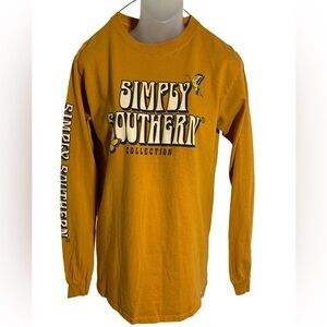 Simply Southern Women’s Yellow Long Sleeve Hippie Butterfly Shirt Small